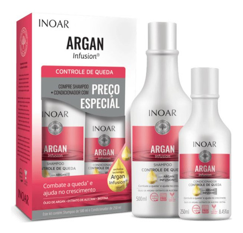 Kit Duo Inoar Argan Control Caida 500ml + 250 Ml