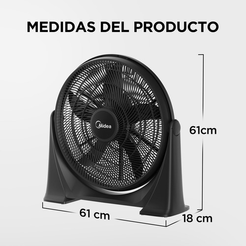 Ventilador De Piso Midea Negro - Power Breeze Cantidad de aspas 5 Diámetro 50.8 cm Frecuencia 60