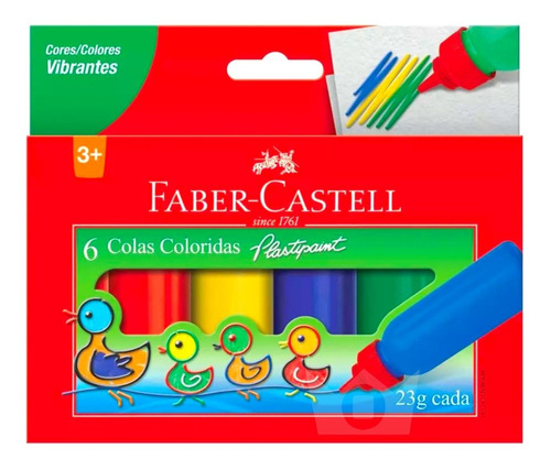Cola Colorida Faber Castell Desenho Infantil Escolar 6 Cores