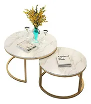 Comprar Juego De 2 Mesas Nido De Mármol L Mesa De Centro Moderna Red