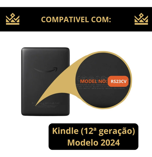 Capa Para Kindle 12 Gen 2024 Rs23cv + Couro Com Alça Interna