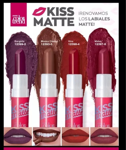 Labial Kiss Matte Color Trend Avon 3.6g Color Rojo Clásico