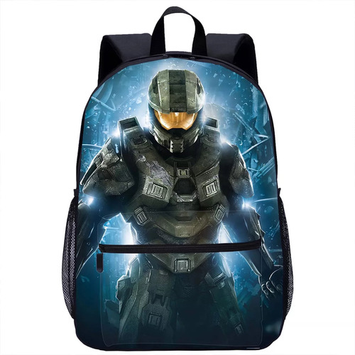 Mochila Escolar Halo Game Para Estudiantes Con Estampado De