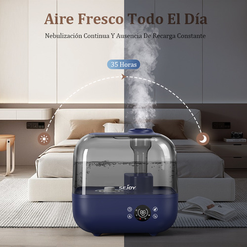 Sejoy JSQ-F50A1 5L Humidificadores Niebla Cálida Y Fría Para Dormitorio Y Habitación De Plantas Con Sensor De Humedad Integrado Aceite Esencial 127V Azul