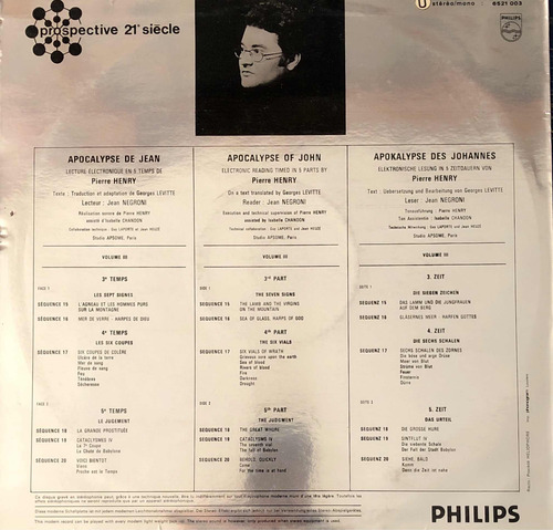 Pierre Henry Lp. Apocalypse De Jean Vol. 3. Import. Francia (Usado)