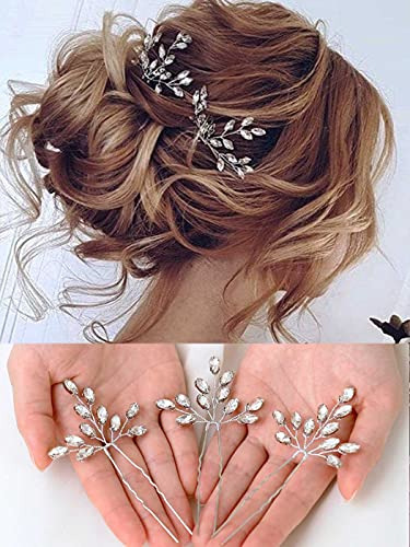 Heread Crystal Bride Wedding Hair Pins Rhinstones Yqtmq