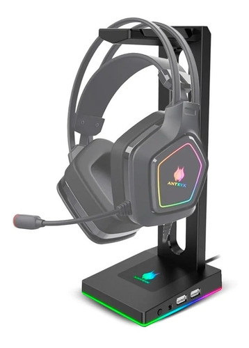 [ ] Soporte De Audifono Antryx Hs-71 Rgb - Hub Usb Y Audio