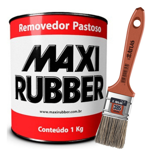 Removedor De Tinta Pastoso Maxi Rubber 1kg 900ml + Pincel