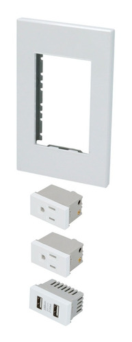 Placa Con Usb Doble Y Contacto Duplex Blanco