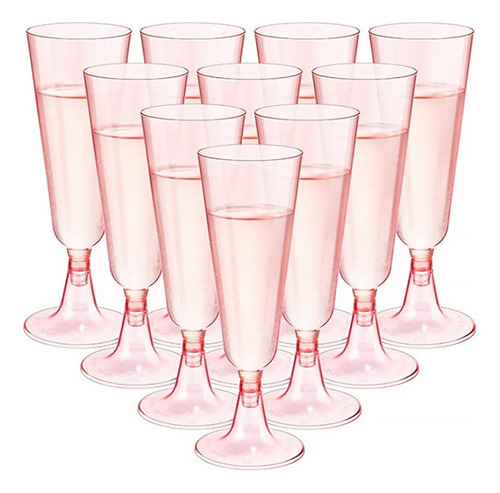 Copas Plastico Fiesta Elagantes Champagne Rosa 50 Piezas