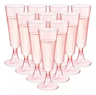 Copas Plastico Fiesta Elagantes Champagne Rosa 50 Piezas