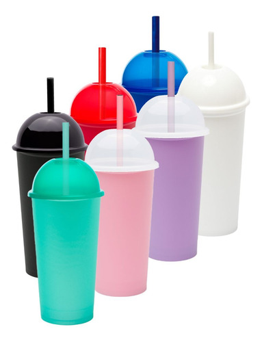 30 Vasos Reusables Saturn 20 Oz Con Tapa Domo Tipo Bolo Combinado
