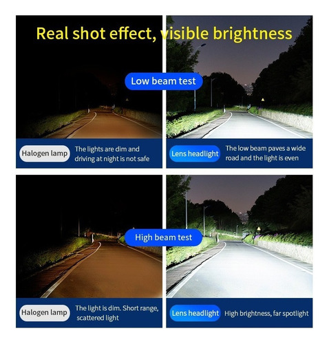 Lâmpadas Led H4, Lupa Alta E Baixa, Carro, Motocicleta, 1 Pe