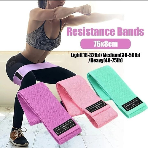 Imagen 2 de 8 de Pack 3x Bandas Elasticas Tela Resistencia / Pilates /fitness