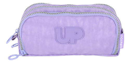 Estojo Escolar Juvenil Triplo C Elásticos Para Lápis Crinkle Cor Lavanda Liso