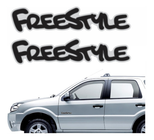 Par Adesivos Compatível Ecosport Freestyle Preto Kit R216 Cor Preto