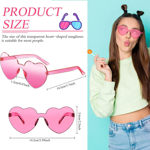 Toodoo 4 Piezas Gafas De Sol Sin Montura En Forma De Corazón