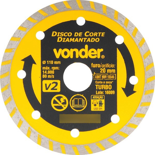 Disco De Corte Diamantado Vonder V2 Corte A Seco Turbo