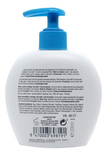 Imagen 2 de 3 de Crema Manos Con Urea Isdin 200ml - Hidrata Suaviza Protege