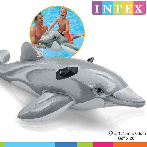 Delfin  Gris Flotador Inflable Para Alberca 175x66cm