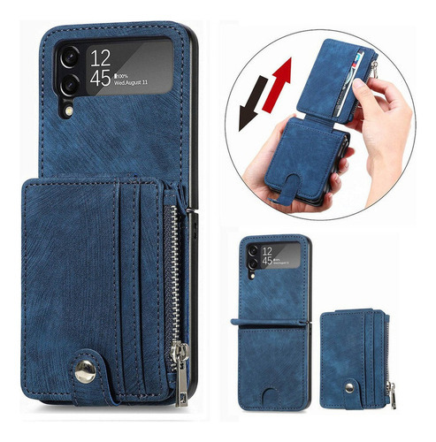 Funda extraíble para teléfono Samsung Z Flip 4, color azul oscuro