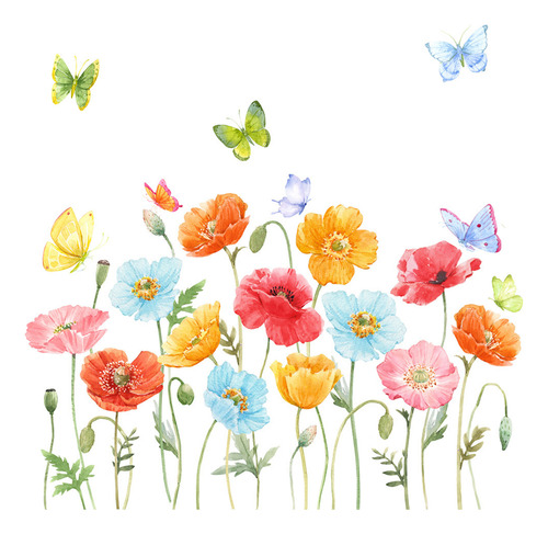 Flores Mariposas Calcomanías De Pared De Pared Adhesivo