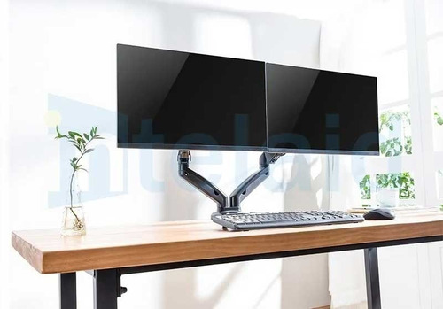 Imagen 5 de 10 de Soporte Monitor Doble Hidráulico 17a32 Usb+audio Intelaid