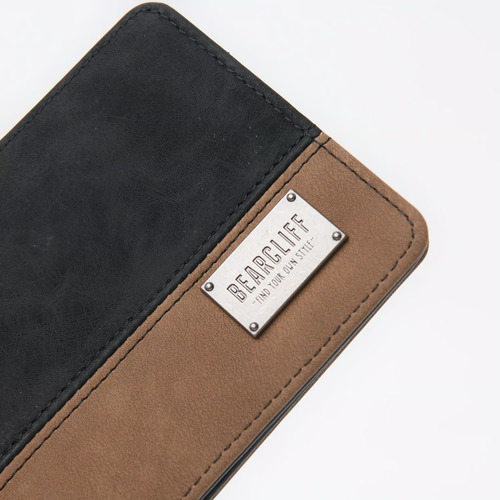 Billetera De Hombre Marca Bearcliff Cuero Sintético Negro Liso