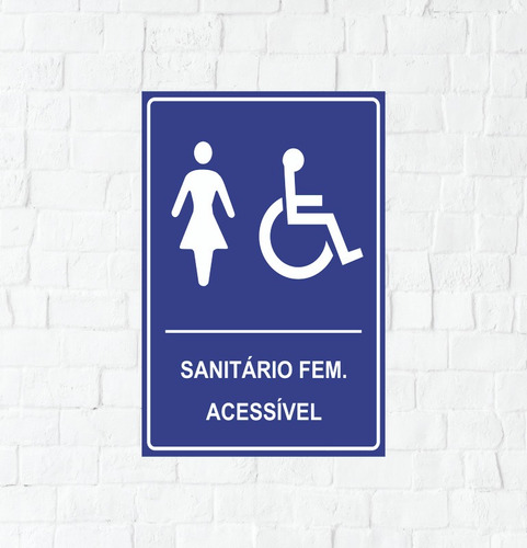 Placa De Sinalização Pvc Sanitário Feminino Acessível