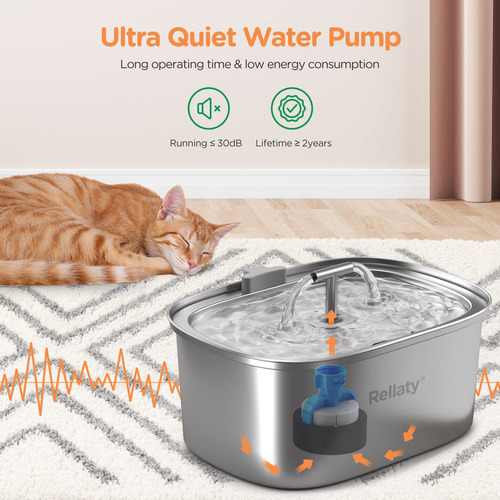 Fuente De Agua Para Gatos De Acero Inoxidable 32 Litros Acero Inoxidable