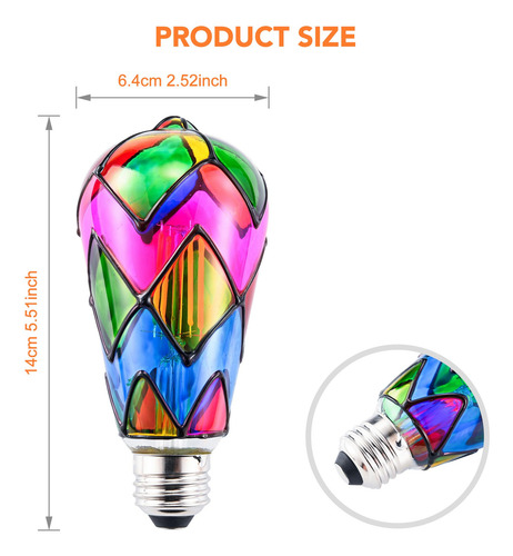 Paquete De 4 Bombillas De Vidrio Manchado, Foco Led Edison