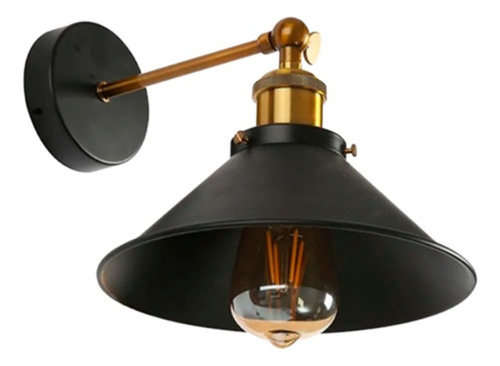 Aplique Con Pantalla Porta E27 Modelo Nash + 1 Ampolleta 4w Negro