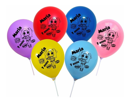 50 Bexigas Arlequina Com Nome E Idade, Balões Nº9 (redondo)