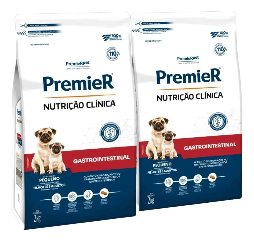 2 Ração Clínica Gastrointestinal Cães Pequeno Porte 2kg