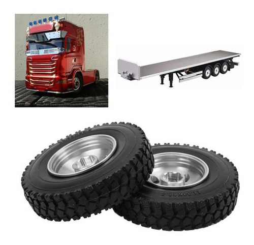 Conjunto De Pneus E Aros De Roda Para Reboque 1/14, 2 Peças