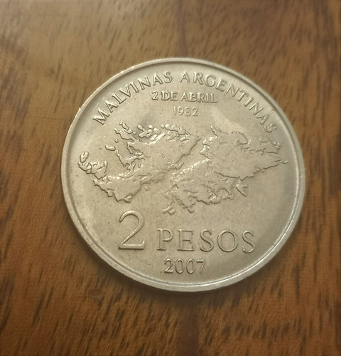 Moneda Argentina De 2 Pesos 2007 Malvinas - 25° Anivers.