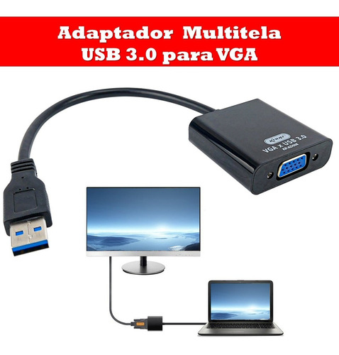 Imagem 2 de 9 de Adaptador Conversor Usb 3.0 Para Vga Tv Monitor Multitela