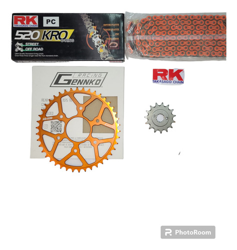 Kit Transmision Ktm Duke 390 Gennko Oring Naranja El Rutero