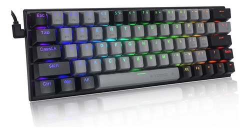 Teclados Gamer Eyooso Z11 Mecánico Compacto 60% Rgb Axis Red