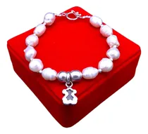 Comprar Pulsera Con Perlas Cultivadas Y Dije Modelo Oso En Plata 950