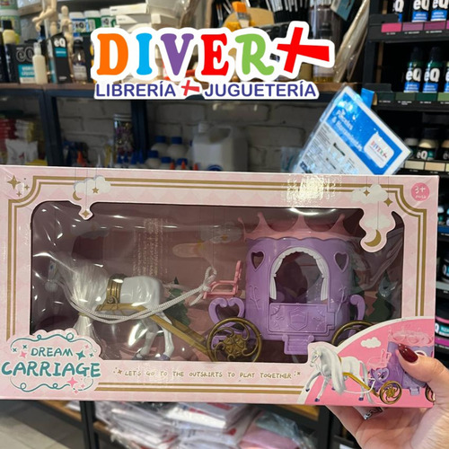 Carruaje De Princesas Con Unicornio Violeta