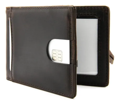 Only Brand Cartera Minimalista De Cuero Genuino Plegable Con