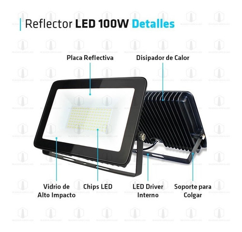 Imagen 3 de 10 de Reflector Led 100w Multiled Alta Potencia Foco Luz Exterior