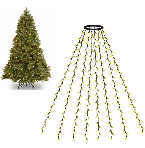 Luzes De Árvore De Natal Com Anel 1,5m 200 Luzes Luz Quente