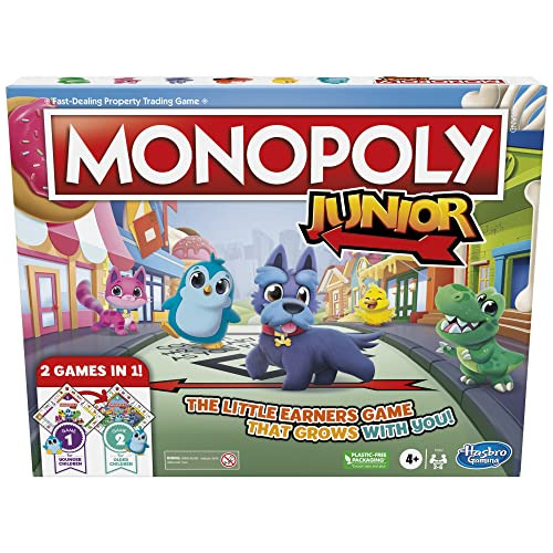 Monopoly Junior Board Game, 2-sided Gameboard, 2 Juegos En 1