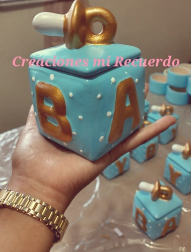 10 Recuerdos, Cubos De Ceramica, Pintados, Baby, Envios Grat