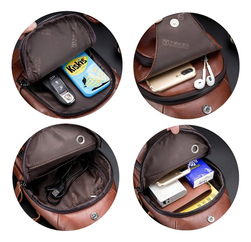 Pechera Mochila Morral Hombre Cuero Genuino Bullcaptain