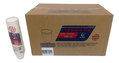 Copo Térmico Isopor 240 Ml Caixa 1000 Unidades