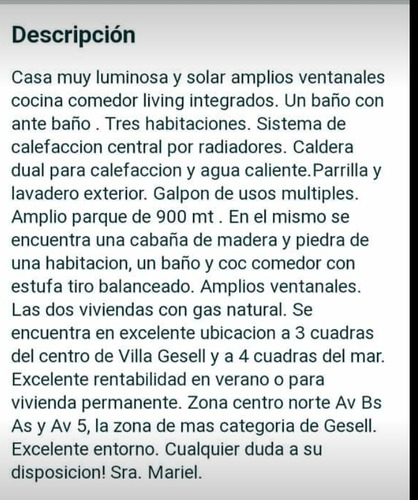 Vendo Dos Casas En Villa Gesell A 4 Cuadras Del Mar Y 3 Del