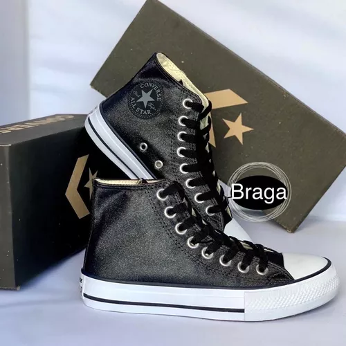 Tênis All Star Chuck Taylor Cano Alto Glitter Preto Feminino